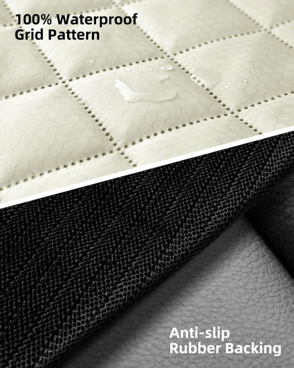 PETICON Waterproof Scratchproof Pet Bench Seat Covers for Cars, Trucks, SUVs, Nonslip Durable Back Seat Cover for Dogs, Washable Backseat Protection, Beige