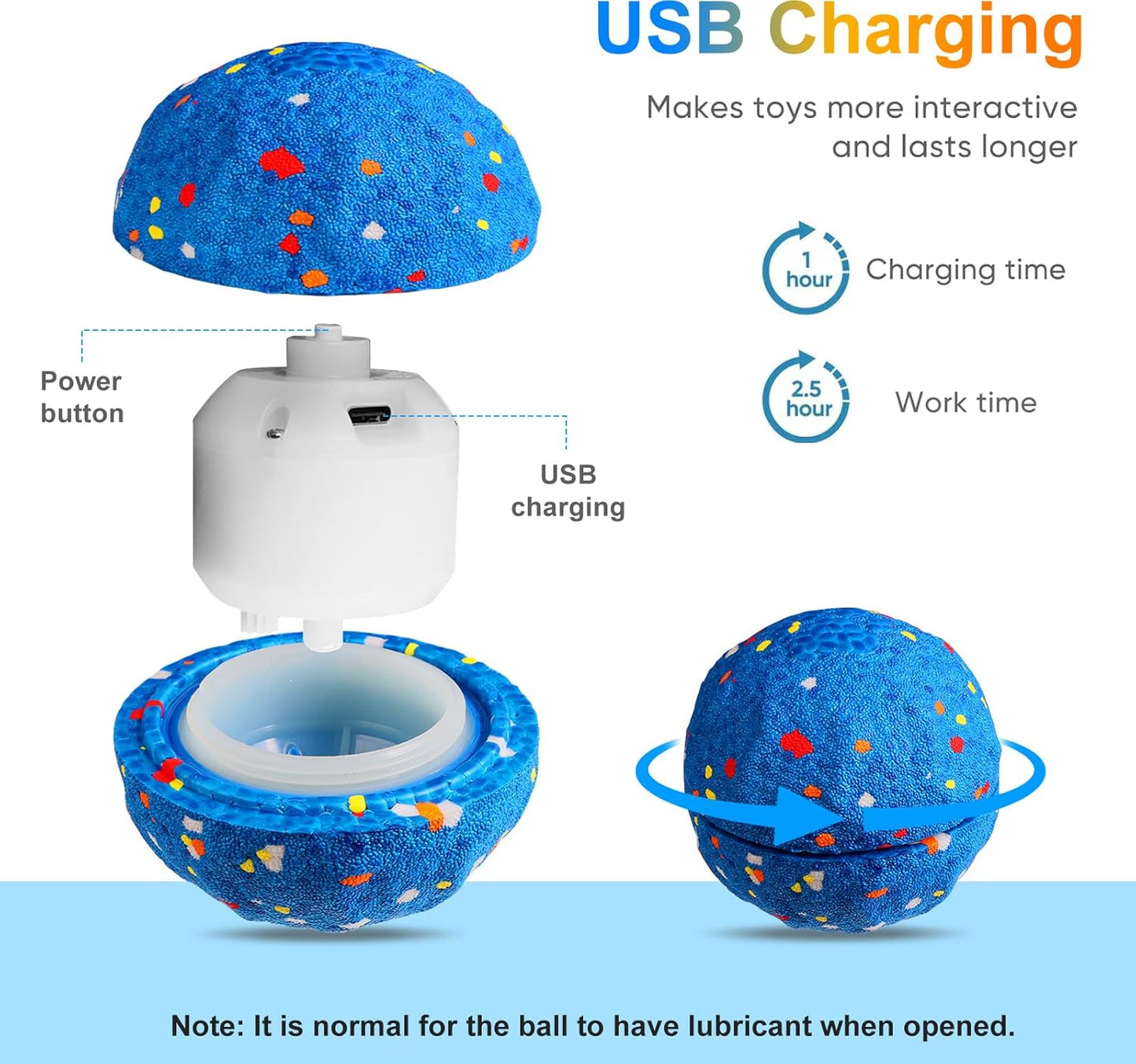 TVM Interactive Dog Toys Ball, Automatic Moving, Bouncing Chew Toys, E-TPU Material, Suitable for Large and Medium-Sized Dogs, Used for Boredom Relief and Daily Training (Blue)