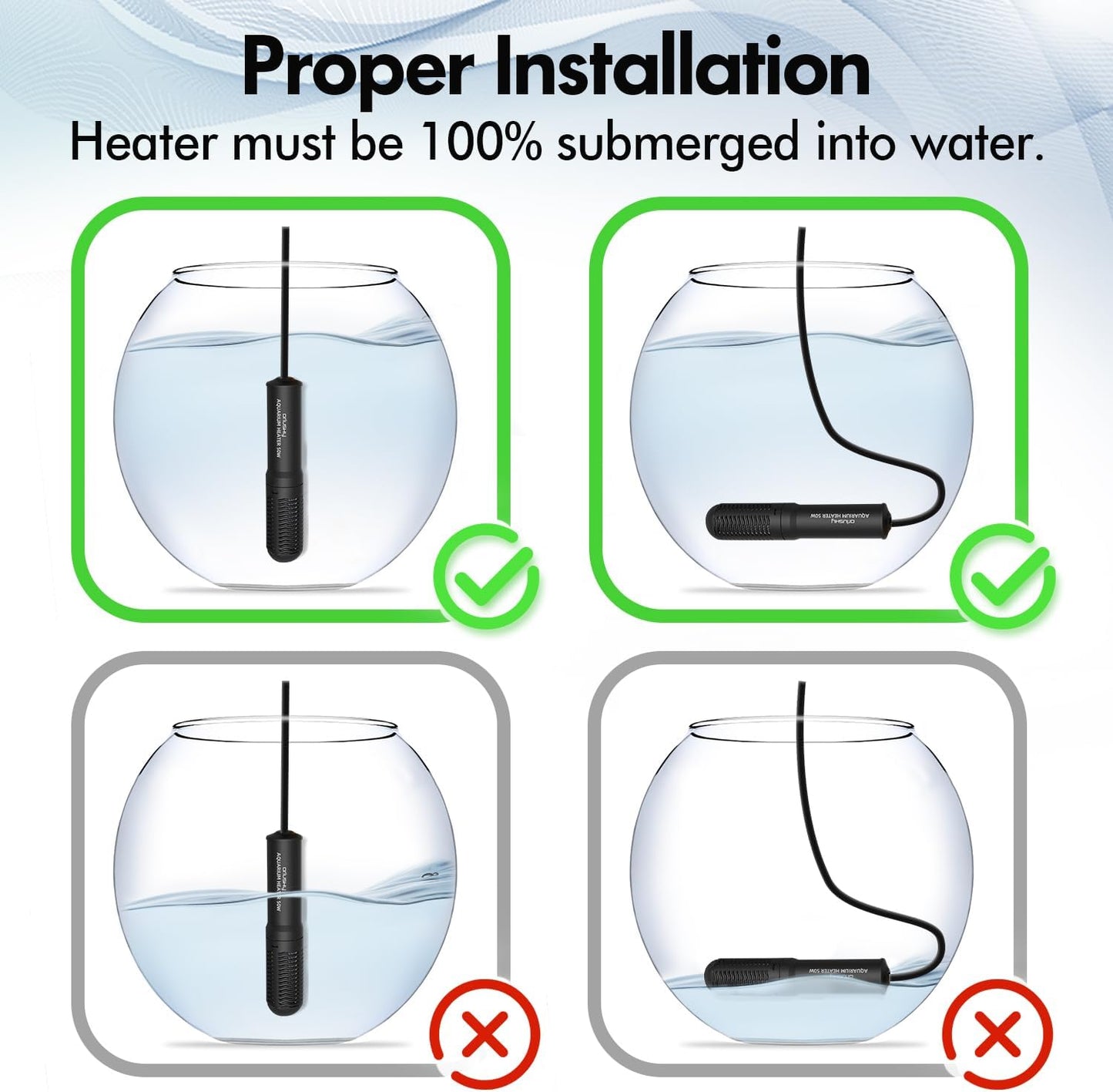 Orlushy 25W Small Submersible Aquarium Heater, Constant Temperature Betta Fish Tank Heater of 78℉for 1-6 Gallons Freshwater & Saltwater Tanks