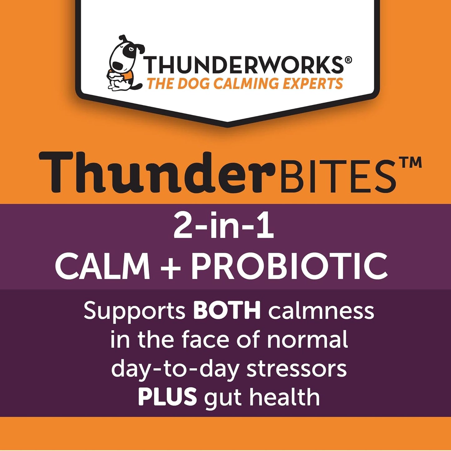ThunderBites Calm + Probiotics for Dogs Daily Supplement Soft Chews, Supporting Dog Digestive & Gut Health with Probiotics, Prebiotics & Postbiotics + Calming Support for Daily Stressors, 90 Count