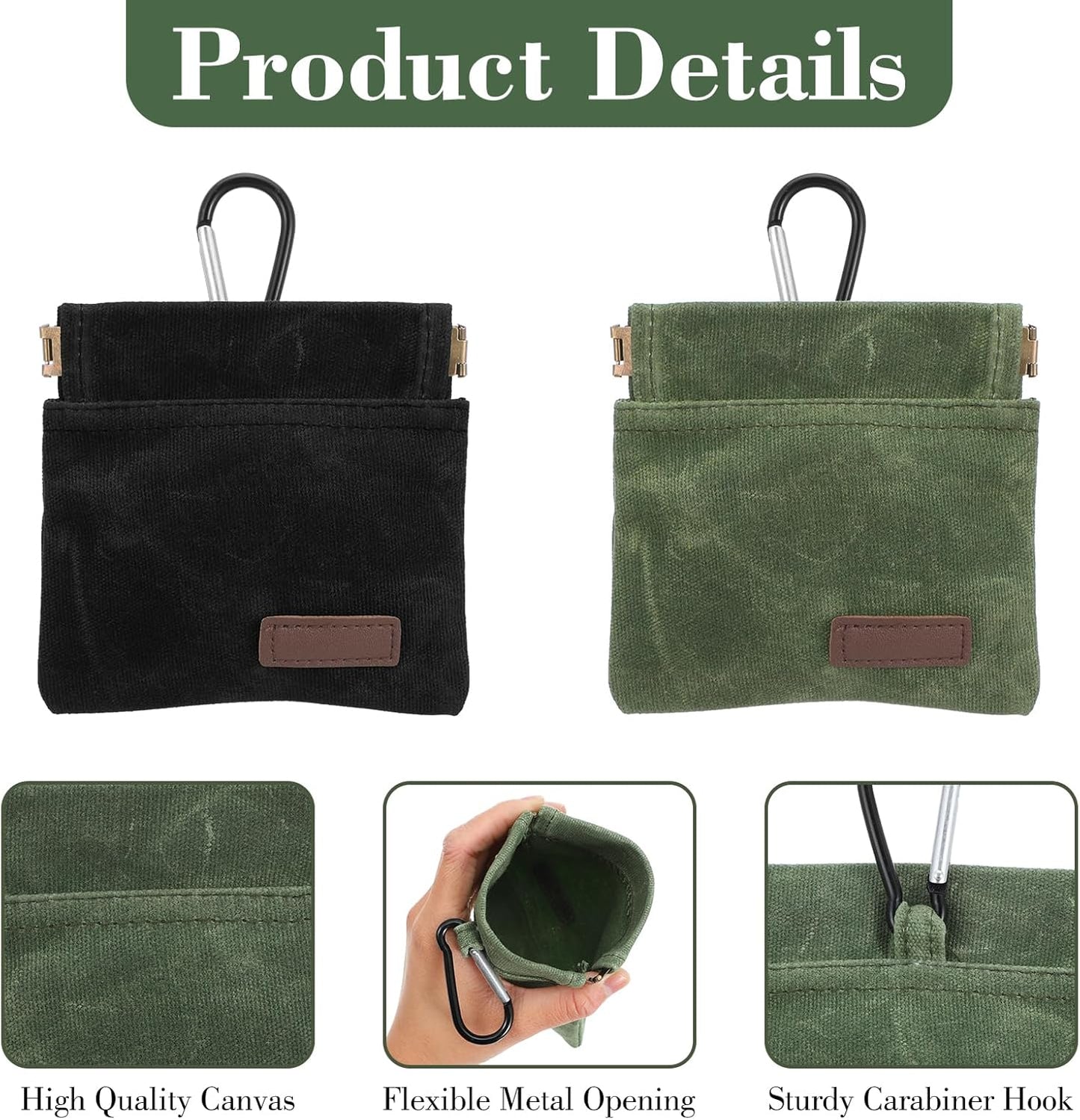 Thinp 2 Pcs Treat Pouches for Pet Training, Hand Free Dog Treats Pouch Auto Closing Dog Training Treat Pouch Portable Dogs Walking Bag for Puppy Travel or Outdoor Use (Black, Green)