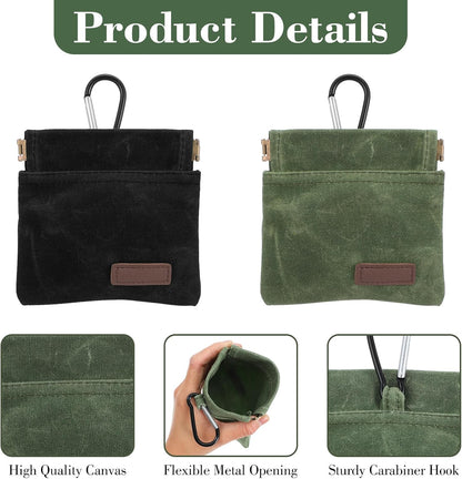 Thinp 2 Pcs Treat Pouches for Pet Training, Hand Free Dog Treats Pouch Auto Closing Dog Training Treat Pouch Portable Dogs Walking Bag for Puppy Travel or Outdoor Use (Black, Green)