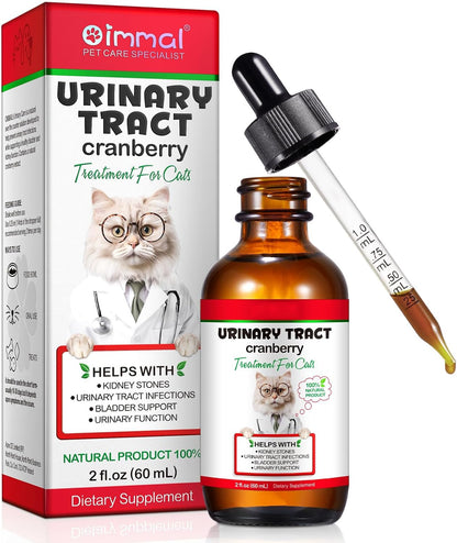 Cat UTI Supplement Feline Urinary Tract Health Support Drops with Cranberry & Natural Herbs Promotes Bladder & Kidney Function Chicken Flavor, 2 fl oz