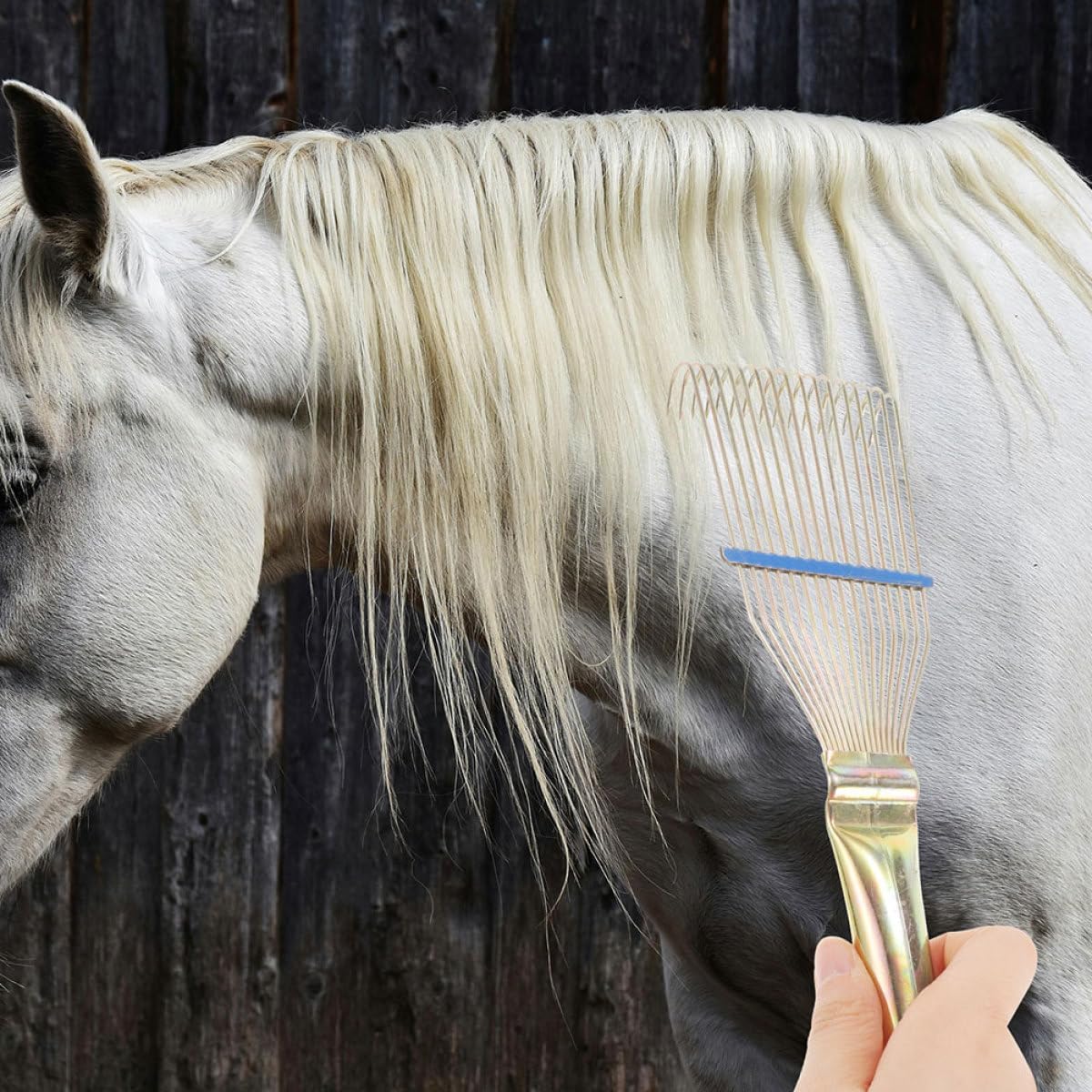 Homoyoyo Sheep Wool Comb Brush and Horse Hair Rake for Livestock Grooming, 23Cm Small Yellow Deshedding Tool for Cattle and Farm Animal Hair Removal