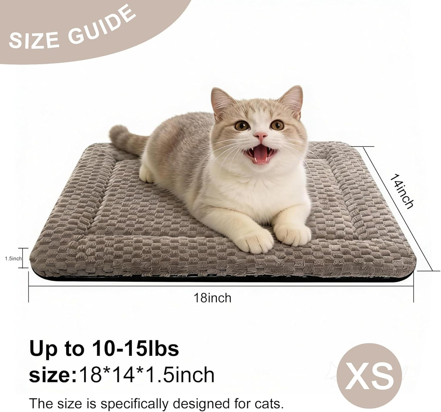 Dog Bed Mat – Soft & Comfortable Dog Kennel Pad for Crate – Durable Crate Bed & Mat for Dogs & Cats (Light Gray, XS(18"*14"*1.5"))