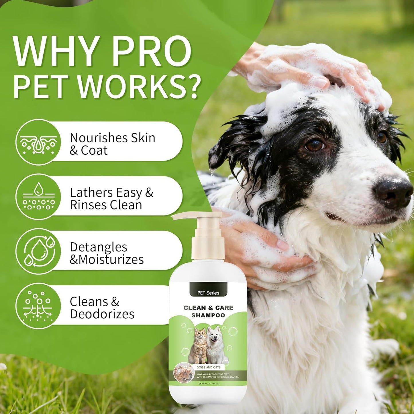 Clean Care Shampoo for Dogs and Cats, Seasonal Itch Relief Shampoo, for Allergies, Itching, Skin and Coat Supplement, Helps Shedding-Gentle Care for Long, Short & Curly Hair