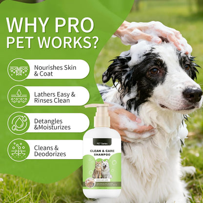 Clean Care Shampoo for Dogs and Cats, Seasonal Itch Relief Shampoo, for Allergies, Itching, Skin and Coat Supplement, Helps Shedding-Gentle Care for Long, Short & Curly Hair
