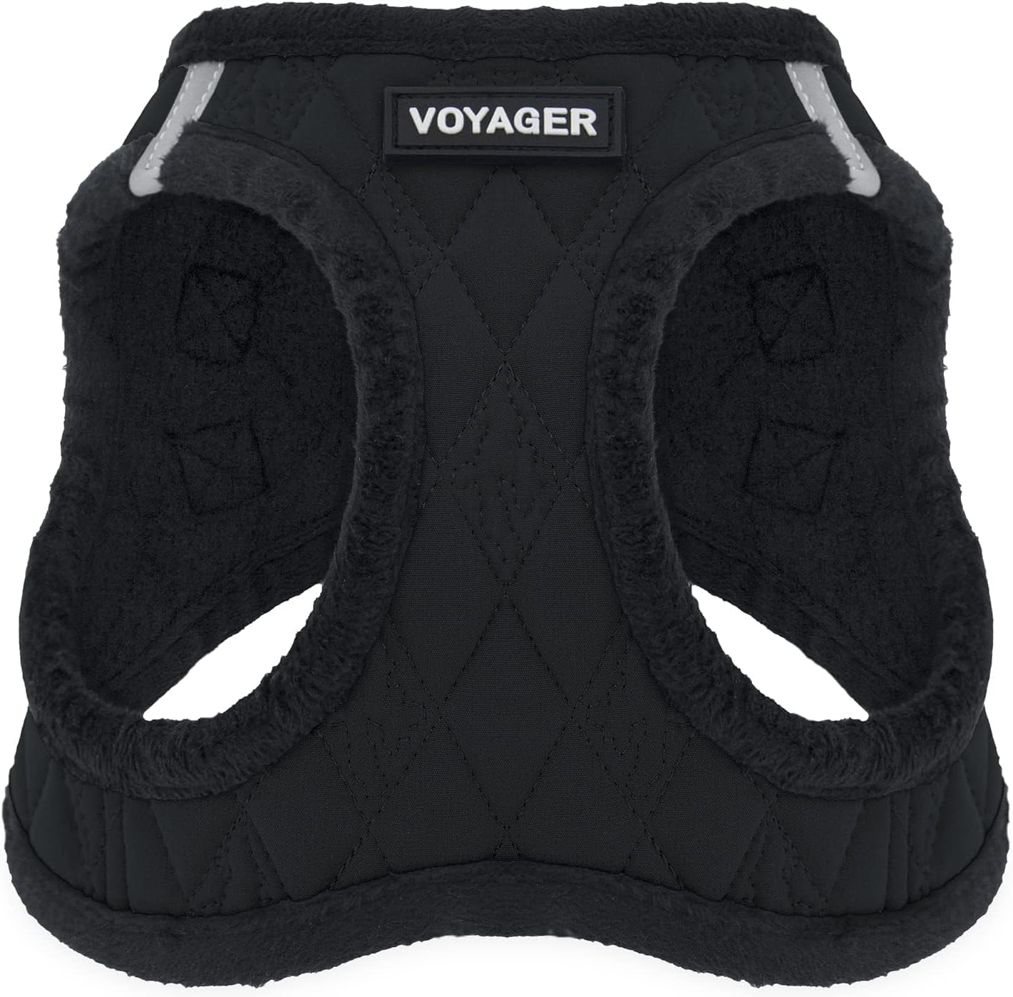 Best Pet Supplies - All Weather Mesh / Plush, Reflective, No Pull Harness for Small, Medium Dogs, Cats - Secure with Hook & Loop Fastener, Buckle, Double D-Rings - Black Plush, S