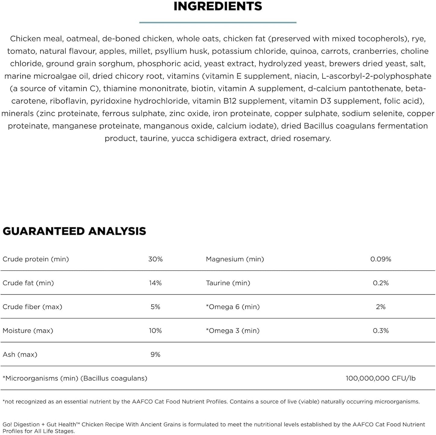 Go! Solutions Digestion + Gut Health, Dry Cat Food, Chicken Recipe with Ancient Grains, 6 lb Bag