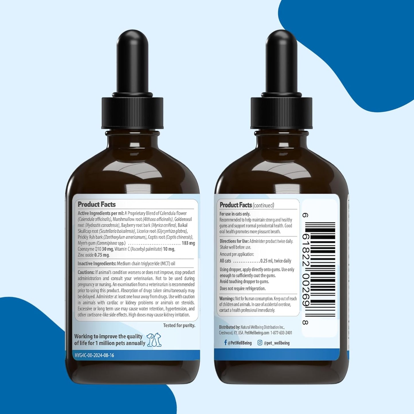 Pet Wellbeing Healthy Gums for Cats - Topical Drops for Oral Care, Dental Health & Fresh Breath - NASC Certified & Vet-Formulated - 4 oz Liquid