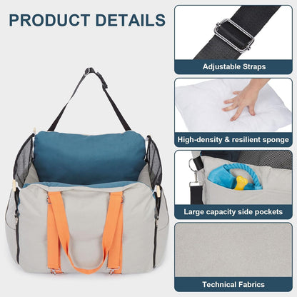 Ownpets Dog Car Seat for Small/Medium Dogs - Waterproof& Scratch-Resistant Dog Bed Car Seat, with Clip-On Safety Leash and Memory Foam Elevated Cushion,Up to 30lbs