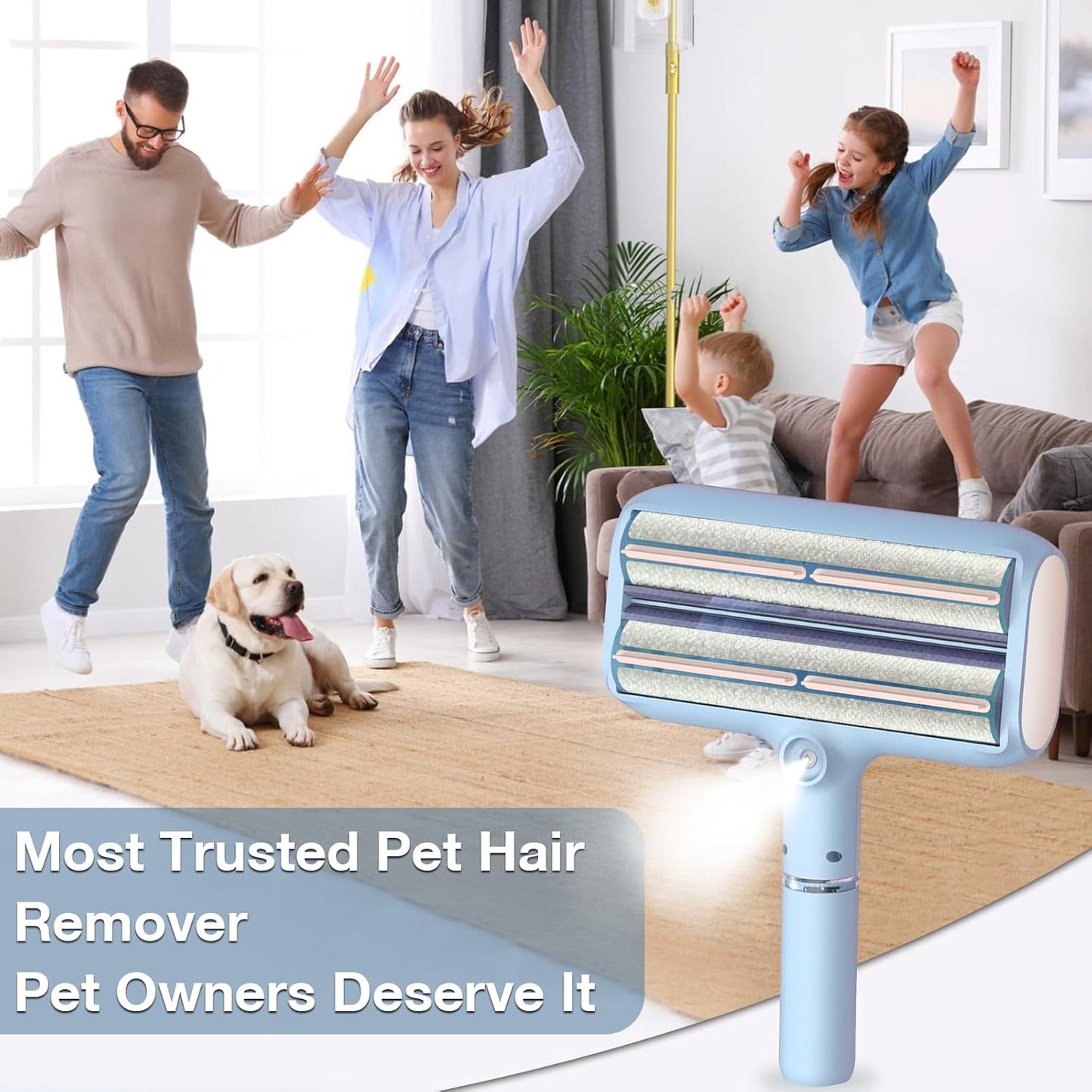 Calming Dog Bed Cat Bed + New Upgraded Double Roller Pet Hair Remover with Spray Function, Reusable Lint Roller