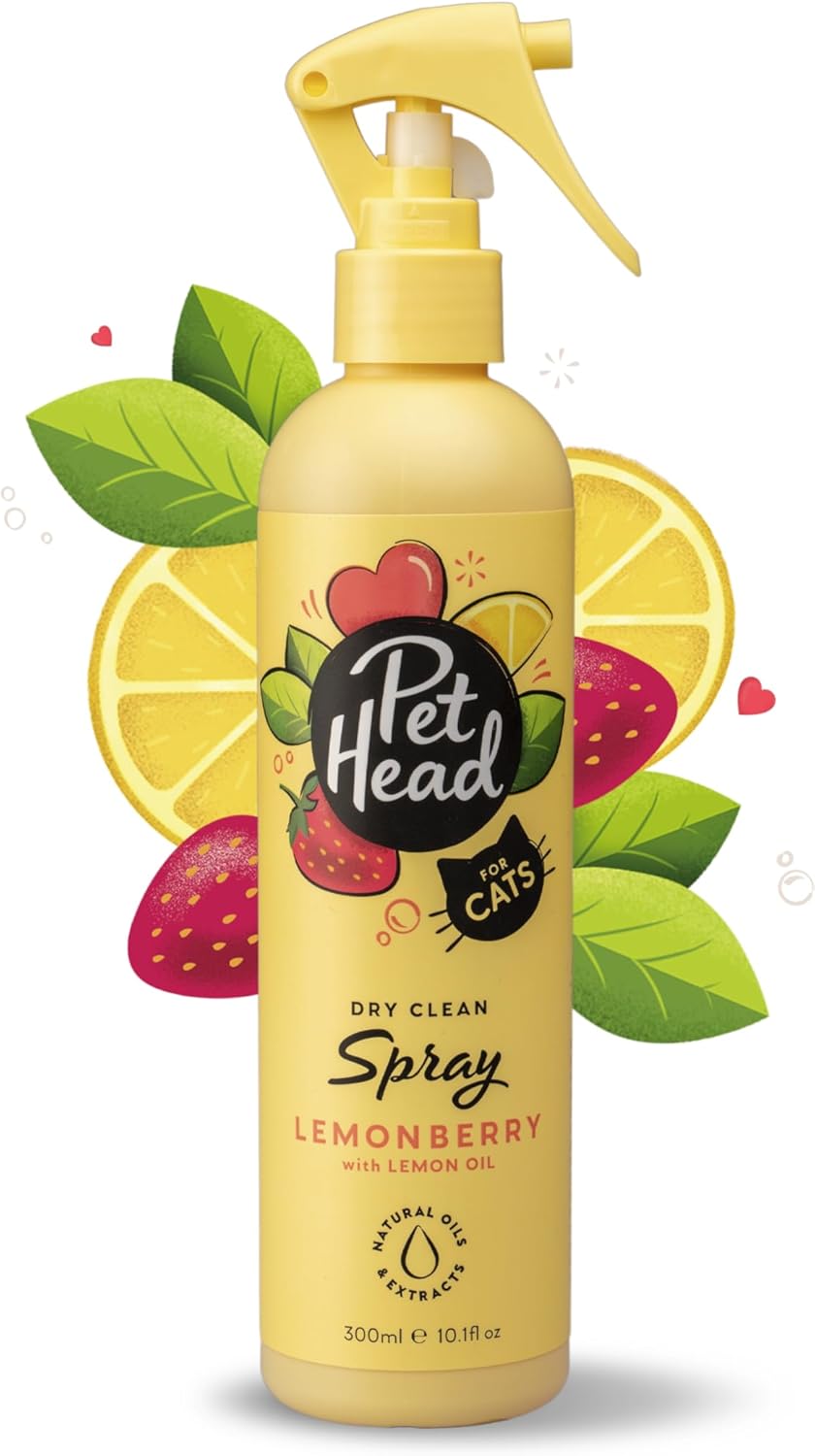 Pet Head Felin' Good Cat Dry Clean Spray | Fruity Scent | Shampoo Spray for Smelly Cats | Nourishing & Deodorizing | Vegan | Lick-Safe | Gentle Formula for Kittens | Made in USA | 10.1 fl. oz.
