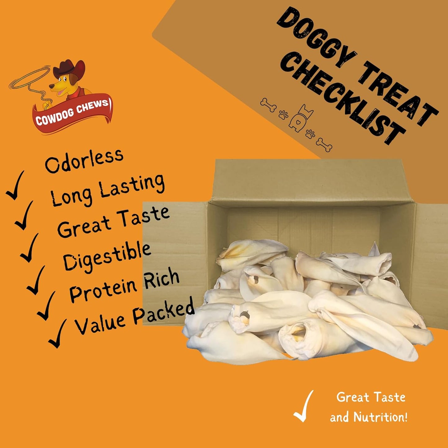 Cowdog Chews Premium Cow Ears for Dogs (25 Pack) – 100% Natural, Safe & Digestible, Collagen Rich, Long Lasting Chews for Healthy Teeth