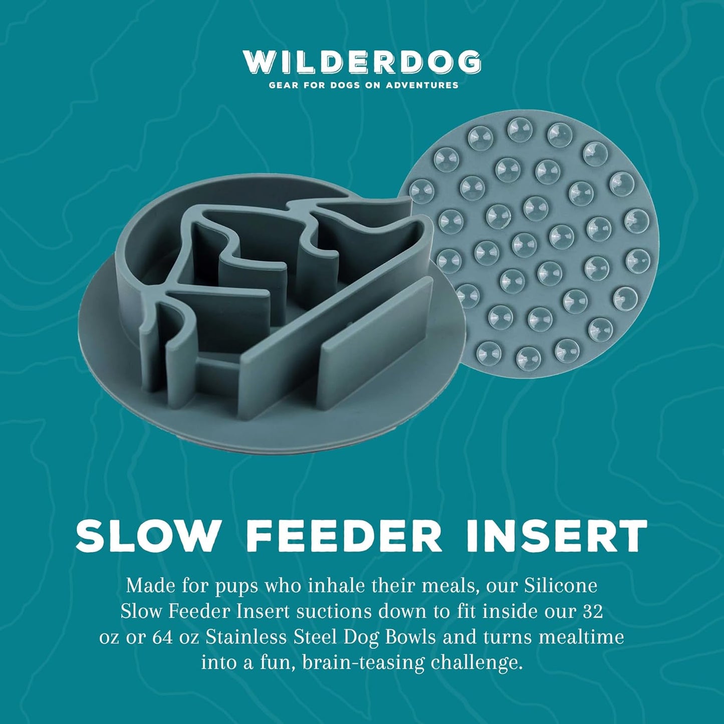 Wilderdog Slow Feeder Bowl – Non-Slip Dish for Fast-Eating Dogs – Promotes Healthy Digestion & Mealtime Enrichment – Adventure-Ready & Top Rack Dishwasher Safe - Fits Bowls with a 7+ Inch Diameter