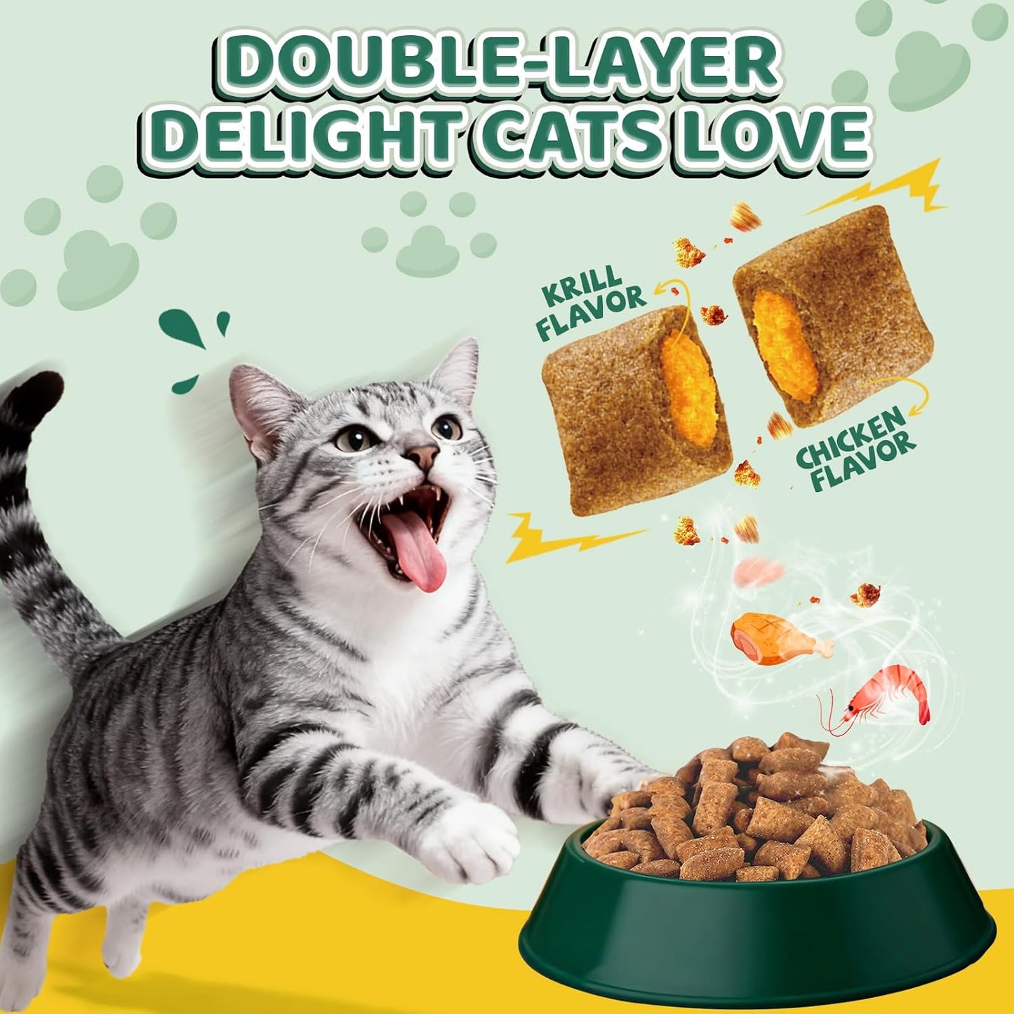 Flea and Tick Prevention for Cats Chews, 500 Crunchy & Creamy Flea Chews, Cat Flea Chewables with Probiotics - Skin & Coat Support - Fleas & Tick Supplement for Cats Kittens - Natural Chicken Flavor