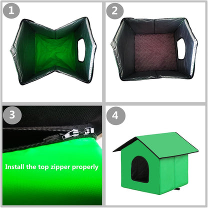 Outdoor Pet Shelter, Waterproof Portable Cat House, Collapsible Indoor Kennel with Window for Small Dogs, Rabbits, Cats (Black, M Model Without Escape Door)