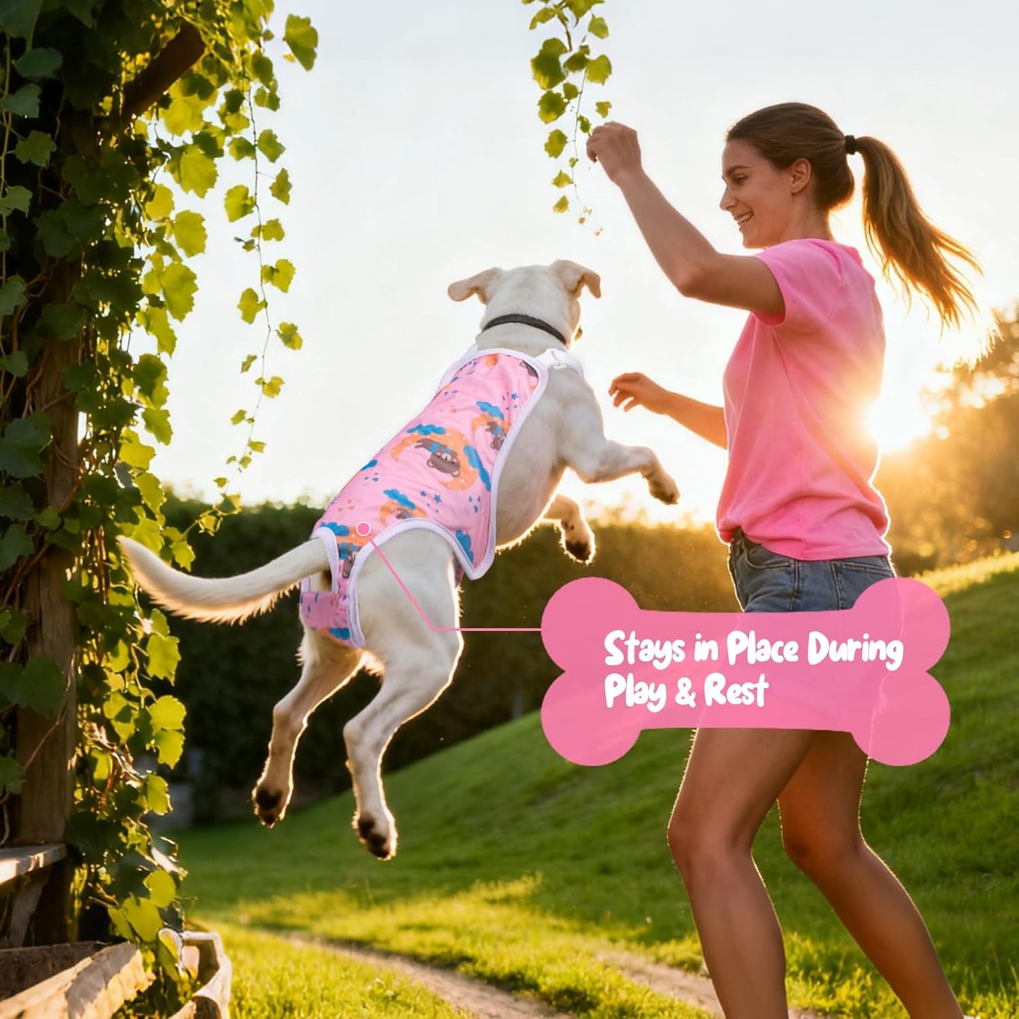 3 Pack Washable Female Dog Diapers with Adjustable Suspender, Reusable Sanitary Panties for Dogs in Heat, Leak-Proof Design for Newborn Dogs(S, Cute Animals)