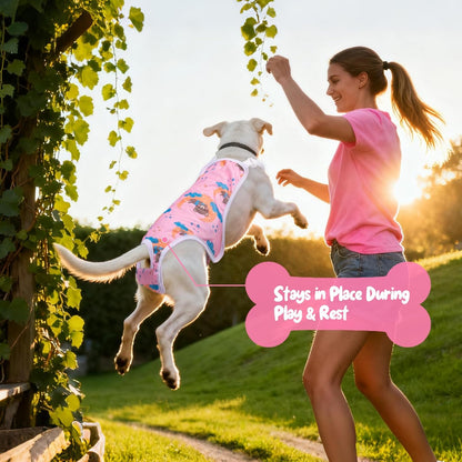 3 Pack Washable Female Dog Diapers with Adjustable Suspender, Reusable Sanitary Panties for Dogs in Heat, Leak-Proof Design for Newborn Dogs(S, Cute Animals)