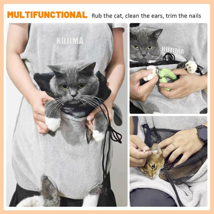 La La Pet Cat Apron Carrier Hand-Free Pet Carrier Sling with Holes Adjustable Sleeping Bag for Small Sized Animals Kitten Carrier Pouch Reduce Hair Sticking Coral Fleece