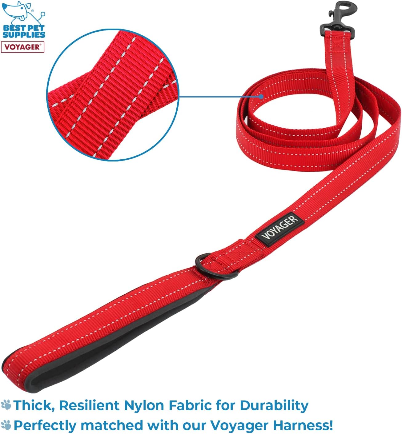 Voyager Step-in Air All Weather Mesh Harness and Reflective Dog 5 ft Leash Combo with Neoprene Handle, for Small, Medium and Large Breed Puppies by Best Pet Supplies - Red Trim, M (Pack of 2)