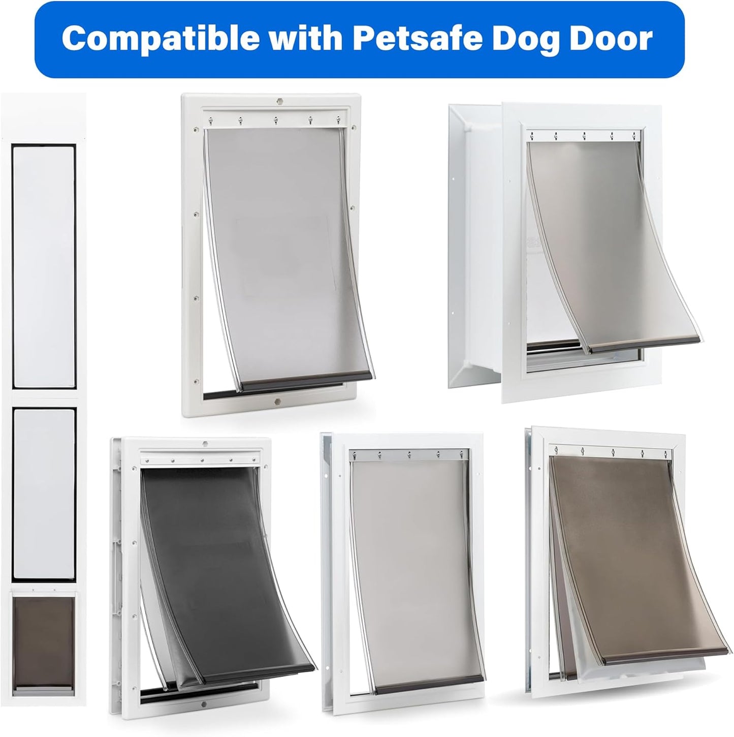2PACK Large Pet Door Replacement Flap with Screws, Compatible with PetSafe Freedom PAC11-11039 10 1/8" X 16 7/8" (Smoky Translucent)