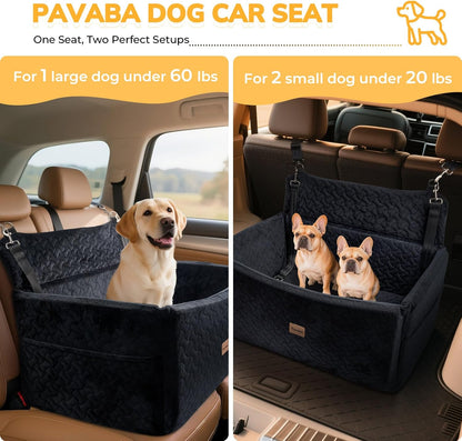 Dog Car Seat for Large Medium Dogs up to 60 lbs – Elevated Dog Booster Seat for Cars with Extra-Safe 14in High Front, Memory Foam Cushion, Washable Cover, Backseat Pet Car Bed (Black)