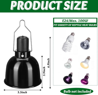 Macarrie 4 Pack Reptile Heat Lamp Fixture, 5.5 Inch Metal Dome Light Fixtures for Reptiles UVB Bulb Basking Heat Bulb, Brooder, Plants, Amphibians, Lizard Turtles Terrariums