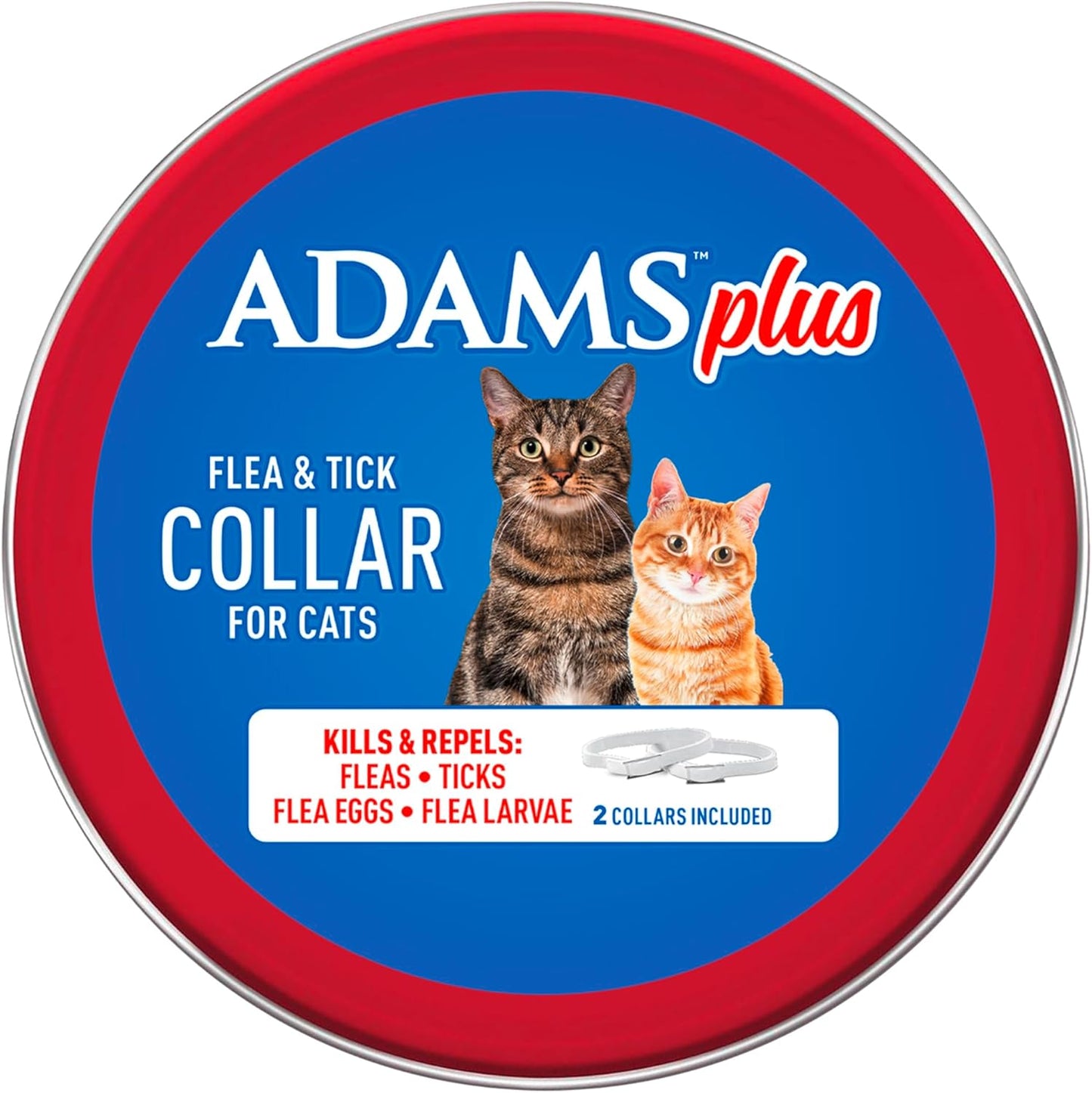 Adams Plus Flea & Tick Collar for Cats | Breakaway Collar | 2pk | 7 Months Protection | Kills & Repels Fleas, Flea Eggs, Flea Larvae and Kills Ticks, Nymphs, and Tick Larvae, White