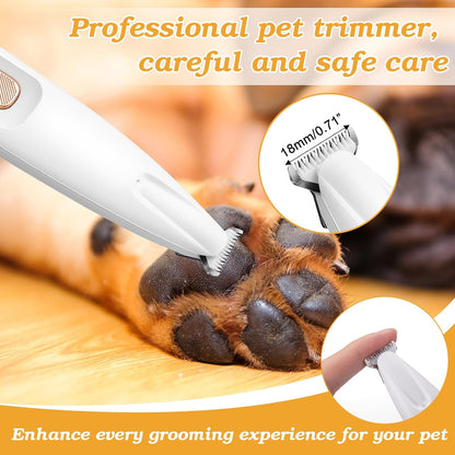 Palksky Dog Paw Trimmer, Upgraded 18mm-Blade Electric Dog Clippers for Groomming-with Led Display, Waterproof Pet Micro Precisiion Trimmer, Rechargeable Hair Shaver for Paws, Ears, Face, Rump-and Eyes