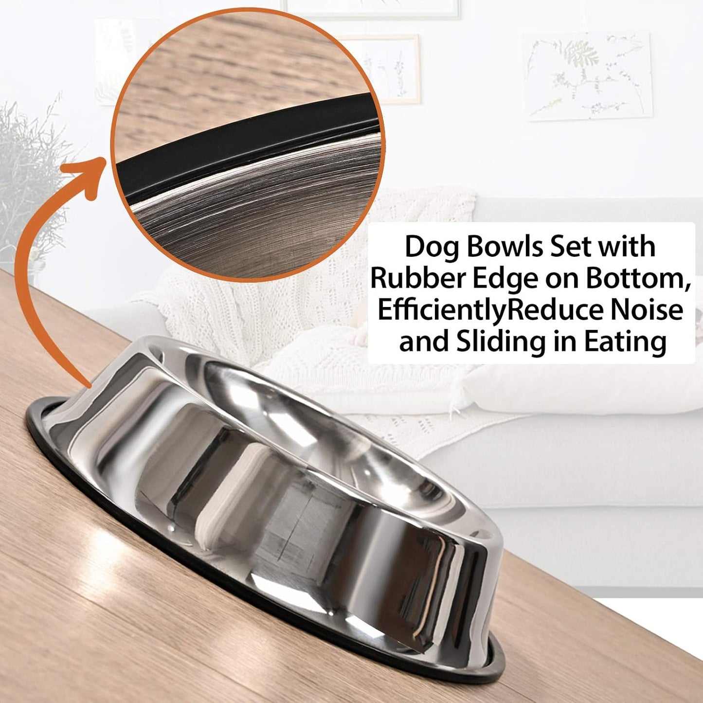 2Packs Stainless Steel Dog Bowl with Anti-Skid Rubber Base for Small/Medium/Large Pet, Perfect Dish, Pets Feeder and Water Choice Puppy Cat Kitten (8oz)