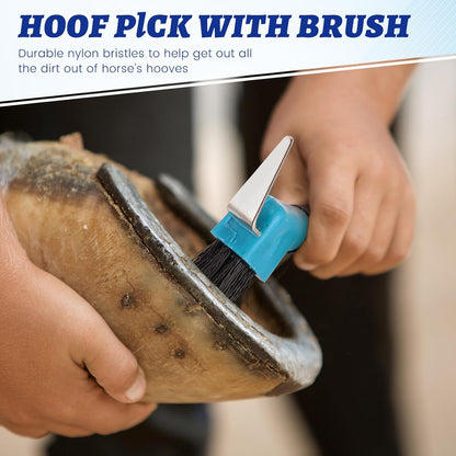 Zhehao 20 Pieces Horse Hoof Pick Brush with Soft Rubber Handle Portable Hoof Pick with Brush, Random Colors