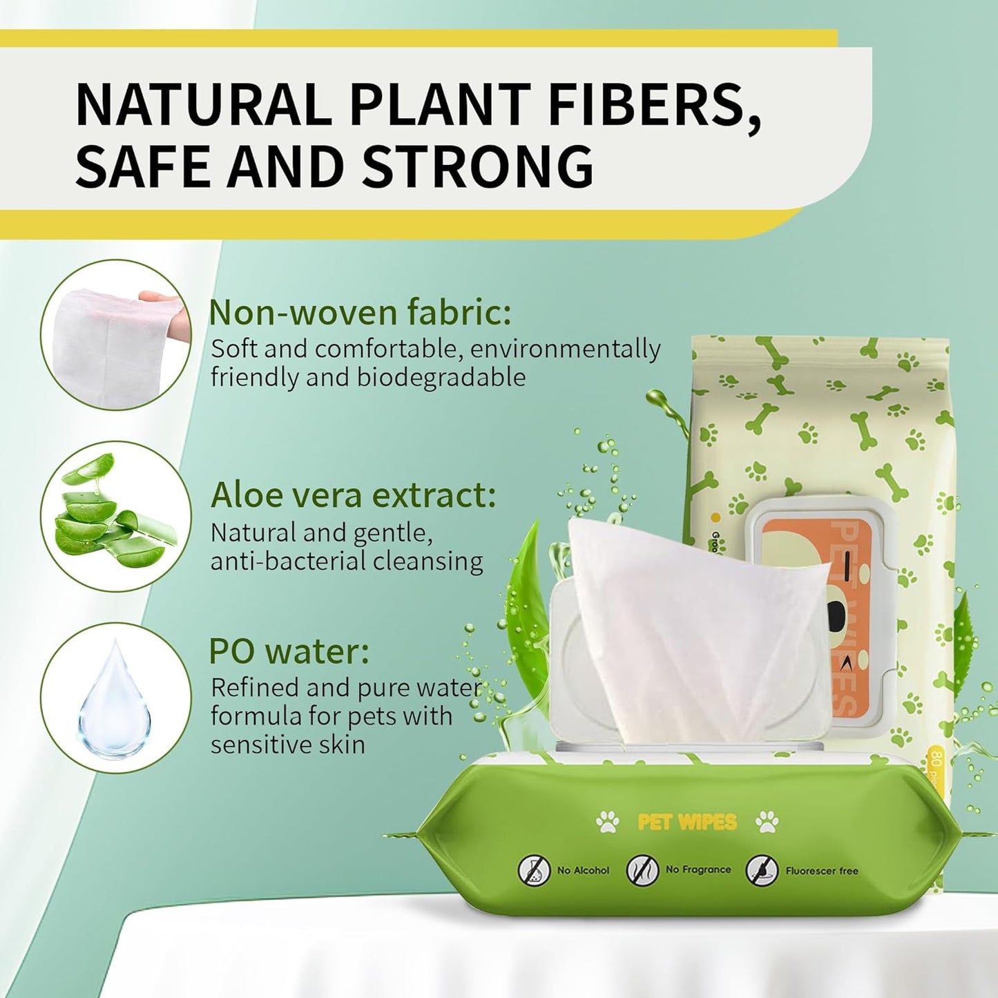 Pet Wipes for Dogs and Cats, Hypoallergenic and Unscented Grooming Wipes, Moisturizing and Deodorizing, Vet Recommended, Gentle for Paws and Body – 80 Count