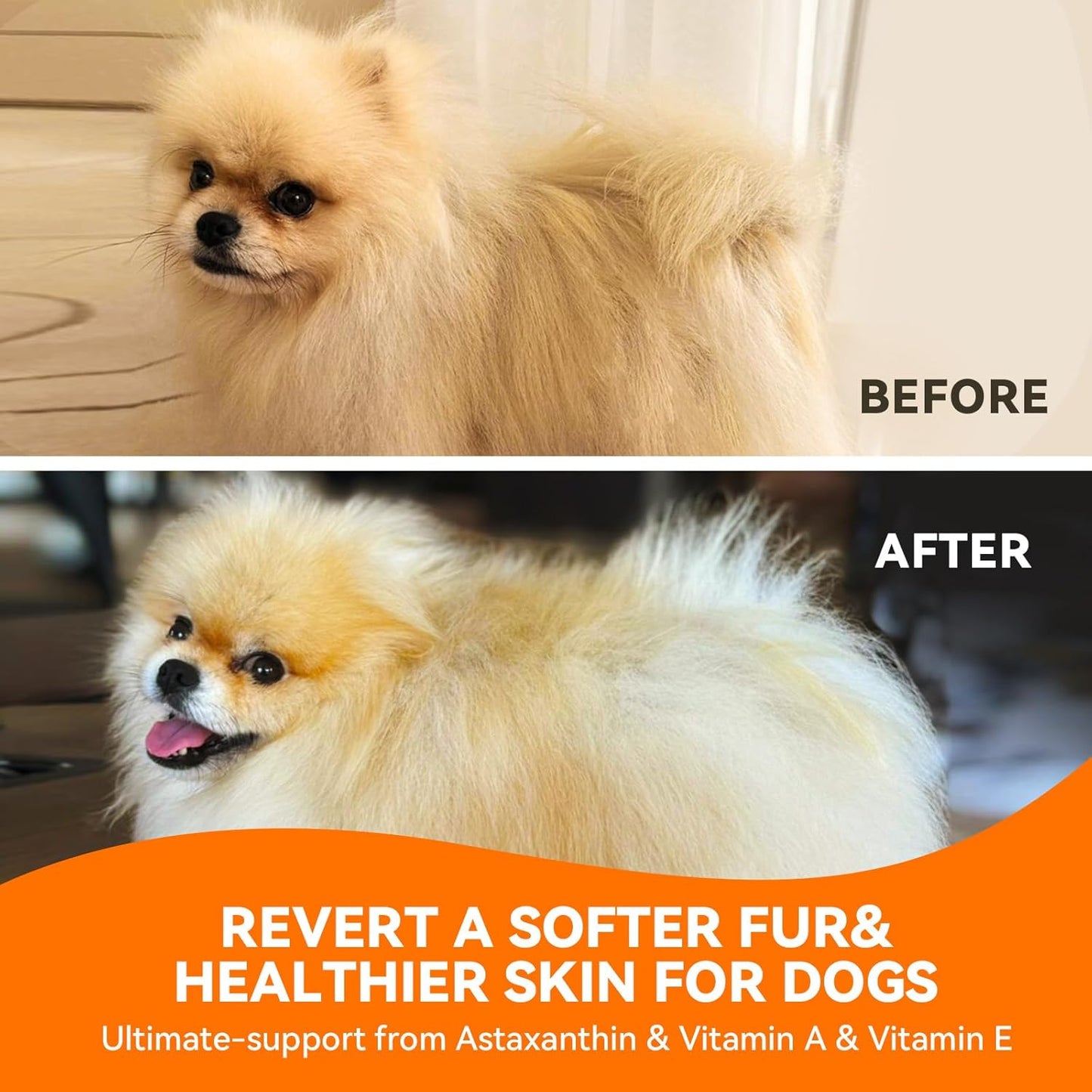 Krill and Salmon Oil for Dogs & Cats for Healthy Skin and Coat, 25% Max Omega 3 for Dog Fish Oil Supplement with EPA & DHA, Vitamin A, E for Dry Skin, Itchy & Allergy Skin Relief -8 oz, Liquid