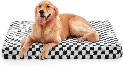 JOEJOY Orthopedic Dog Bed for Large Dogs, Memory Foam Pet Bed with Removable Washable Cover, Cozy Plush Crate Mat, 47×29", Grey