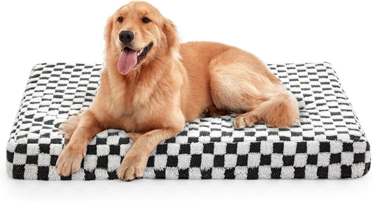 JOEJOY Orthopedic Dog Bed for Large Dogs, Memory Foam Pet Bed with Removable Washable Cover, Cozy Plush Crate Mat, 47×29", Grey