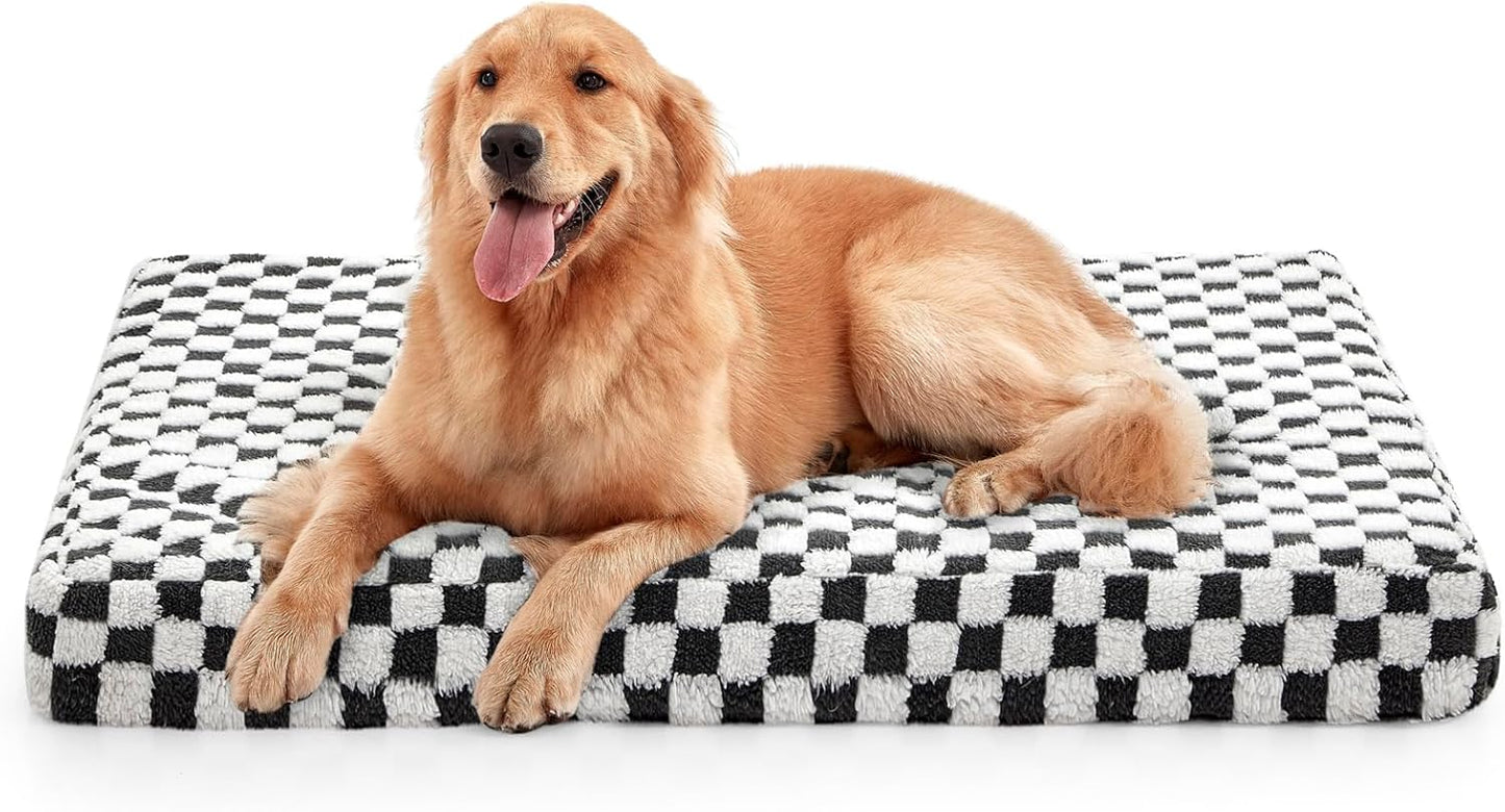 JOEJOY Orthopedic Dog Bed for Large Dogs, Memory Foam Pet Bed with Removable Washable Cover, Cozy Plush Crate Mat, 47×29", Grey