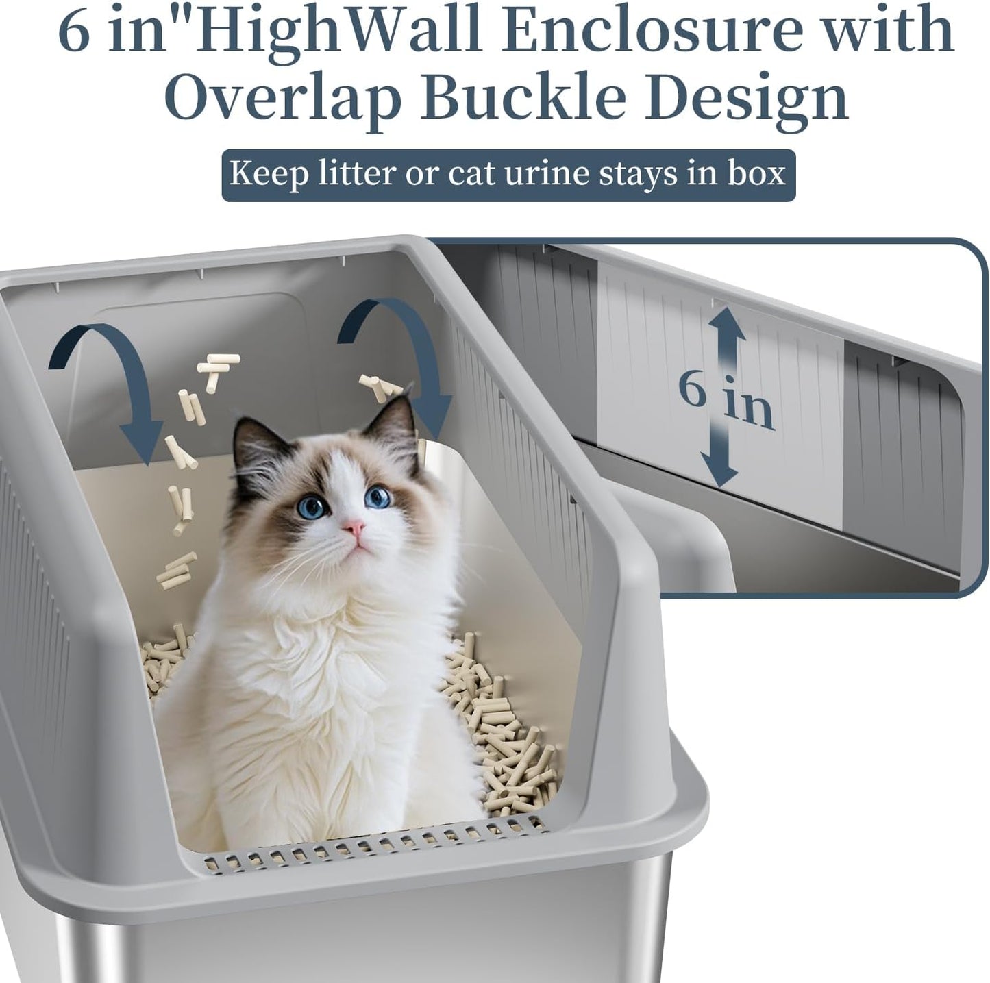 19.7''x13.8''x13.8'' Enclosed Stainless Steel Litter Box with Lid