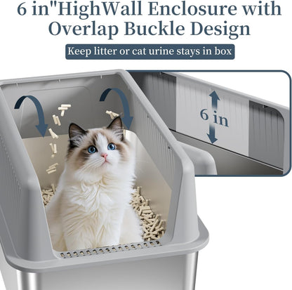 19.7''x13.8''x13.8'' Enclosed Stainless Steel Litter Box with Lid