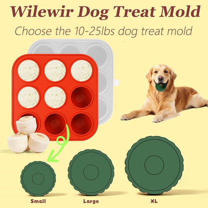 9-Cavity Silicone Frozen Dog Treat Mold with Lid for Woof Pupsicle & Power Chewer Pupsicle Small 10-25lbs,Reusable Frozen Dog Treat Tray Mold for Pupsicle Toy