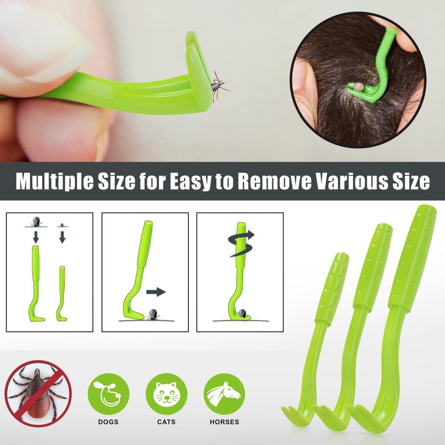 Tick Remover Tool Kit, Stainless Steel Tick Tweezers + Remover Tick Key, 4 Pack Quick & Safe Tick Twister Removal Tools for Dogs Cats Humans