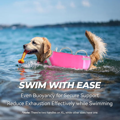 VIVAGLORY + Neoprene Dog Life Vest + High Buoyancy Dog Life Jacket, Lightweight & Buoyancy, Swimming Vest with Handle