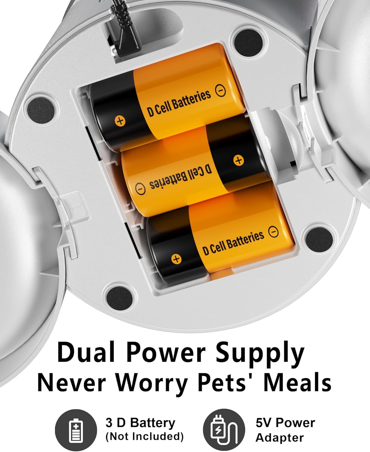 Automatic Cat Feeder for 2 Cats,4.2L Programmable 1-6 Meals Control Cat Food Dispenser,Dual Power Supply,10S Voice Record (Transparent White, Stainless Steel 2 Bowls)