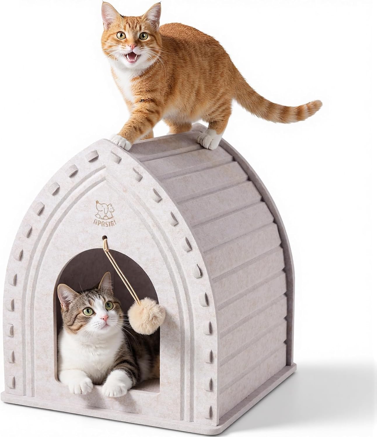 Apasiri Cat House for Indoor Cats: Cat House for Indoor Sturdy Scratch-Resistant, Compatible with Heating Pads, Innovative Polyester Fiber Cat Bed Cave, Original Castle Design