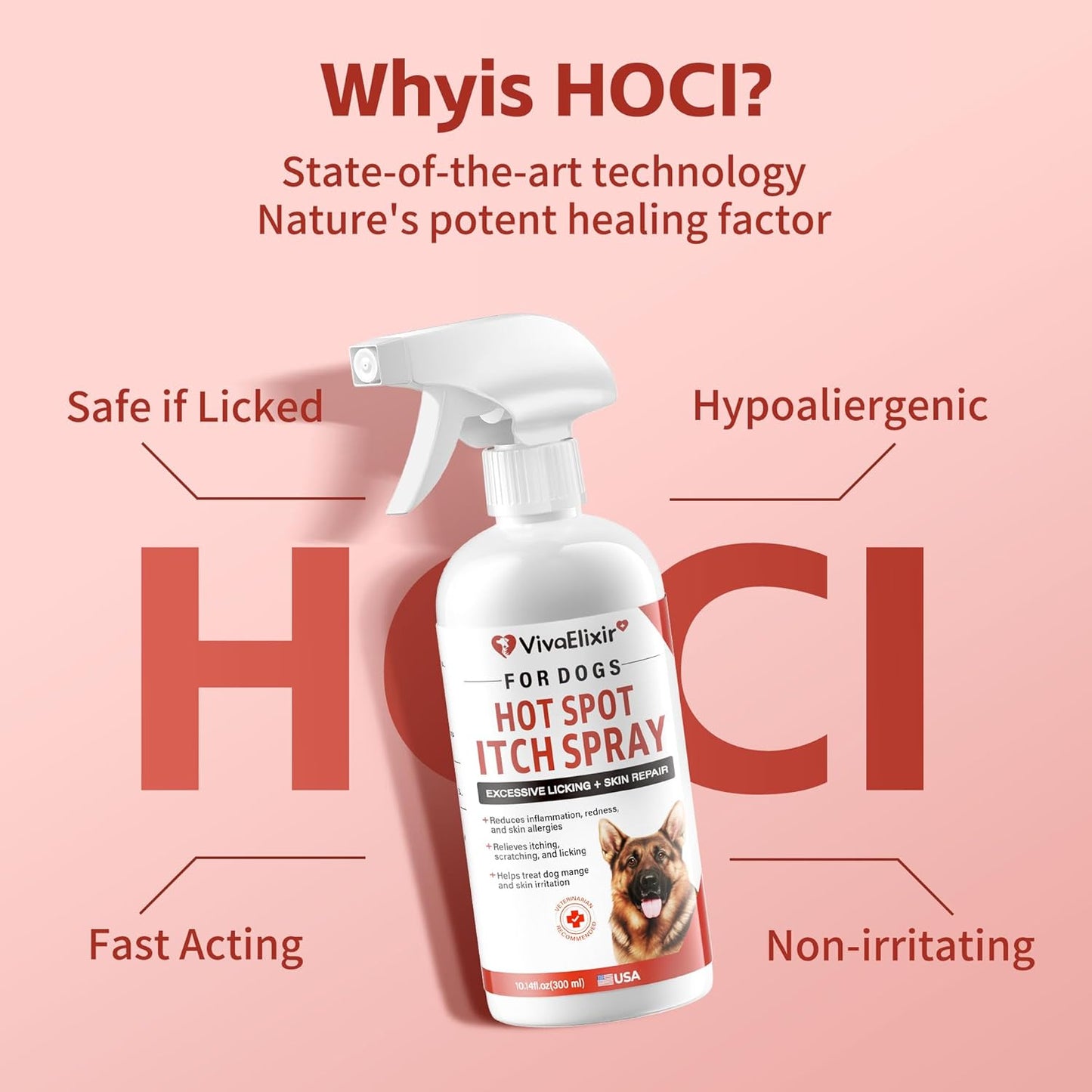 Hot spot Treatment for Dogs | Hot Spot Spray for Dogs | Hypochlorous Acid (HOCl) Formula Soothes Inflammation | Prevents Infection | Treats Bites | Scratches & Skin Ulcers - 10.14 fl oz