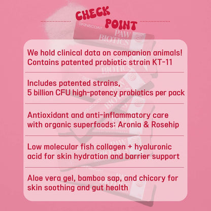 Pawbiotics Skin & Coat Probiotic Powder for Dogs (2.1 oz, 30 Sticks) – with KT-11 Postbiotic, Collagen & Hyaluronic Acid – Supports Gut, Immune & Skin Health – Natural Blueberry Flavor, Made in Korea