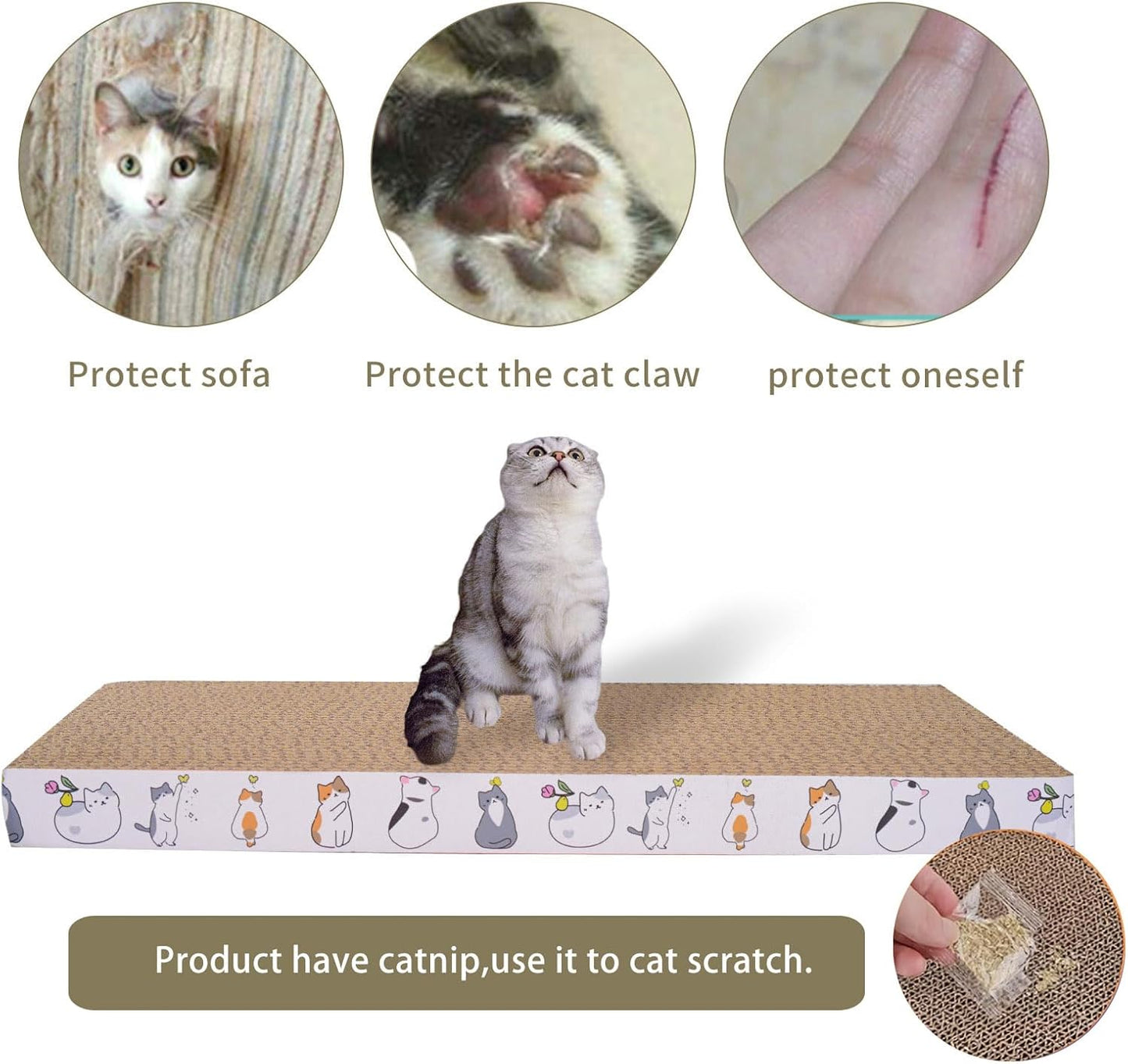 5 Packs cat Scratcher Toys Reversible Scratching Post Board for Indoor Cats Cardboard pad Sleep Play and Grind Claws