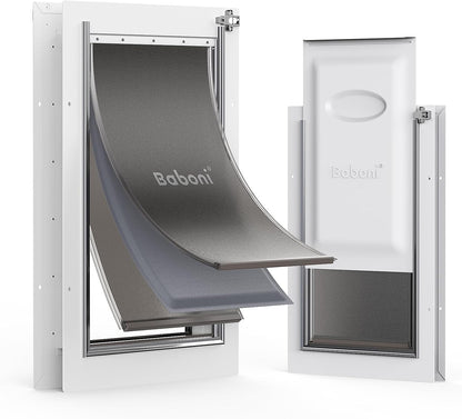 Baboni 3-Flaps Pet Door for Interior and Exterior Doors, Steel Frame and Telescoping Tunnel, Strong and Durable Dog Door (Pets Up to 100 Lb) -Large