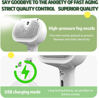 Pet Steam Brush, 3-in-1 Self-Cleaning Grooming Tool for Long & Short Hair Pets - Deshedding and Dematting Hair Brush for Dogs & Cats - White