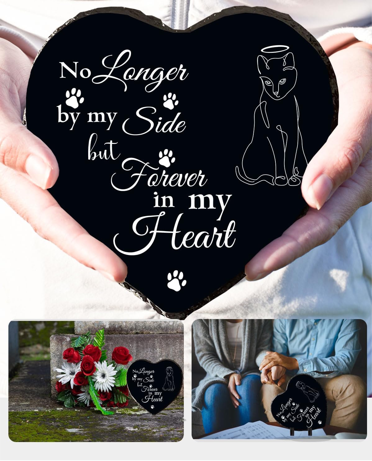 Cat Memorial Garden Stone Pet Loss Sympathy Gift, Bereavement Remembrance Plaque for Passing Away of Cat - in Memory Outdoor Funerary Grave Marker